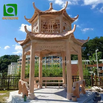 Chinese Style Large Outdoor Two Tier Marble Gazebo Sculpture Pagoda