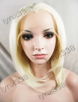 Stylish Lady Short Straight Blonde Synthetic Lace Front Wigs
