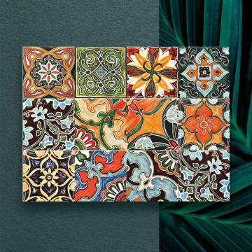 Handmade Colorful Glazed Flower Tiles 300x300mm for Garden Floors
