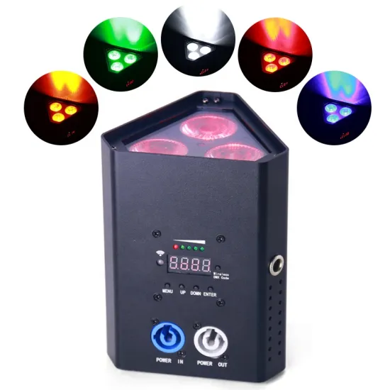 Mini Battery Operated 3x18W RGBWA UV LED PAR Light with IR Remote for Parties and Stages