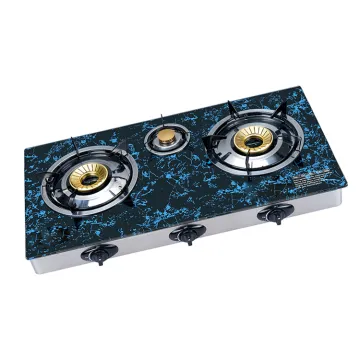 Tempered Glass Stainless Steel Body Gas Cooking Stove With Three Burner Home Kitchen Cooker