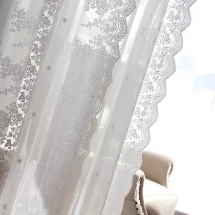 Pastoral Style Nordic Embroidered Lace Curtains for Living Room