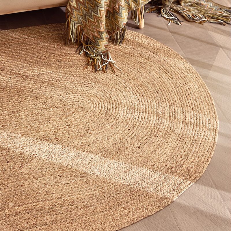 Round Natural Fiber Water Hyacinth Braided Rug Carpet Floor Mats