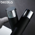 BECOLA Black with Chrome Deck Mount Bathroom Sink Faucet Set Basin Mixer Single Hole Single Handle Modern