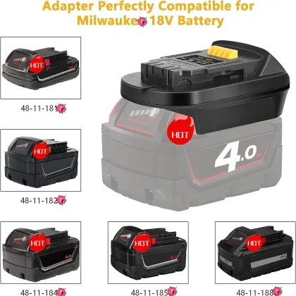 MIL18DL Battery Adapter: 18V Milwaukee to 20V Dewalt Lithium Battery Converter
