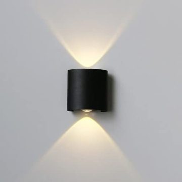 Single Up Down LED Outdoor Wall Light, Waterproof 2*1W IP54 Black