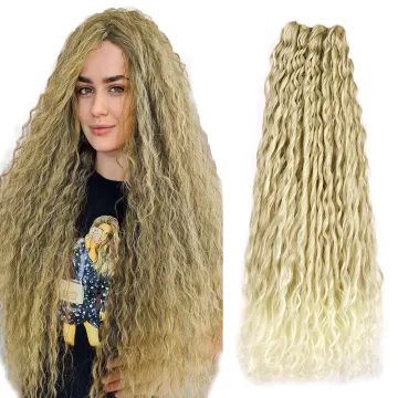 24Inches Water Wave Crochet Braids Hair Long Corn Curly Ombre Brown Blonde Goddess Braiding Hair Synthetic Hair Extensions
