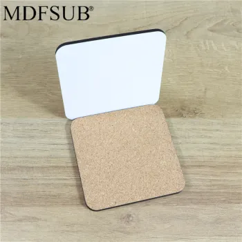 Custom Square 100x100mm Sublimation MDF Coasters - 4mm Thick Glossy White with Cork Back