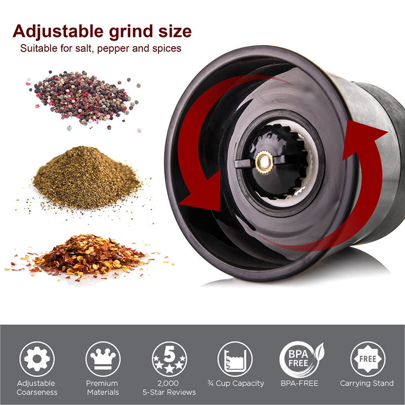 BINHAI Wooden Pepper Mill Set Salt Pepper Grinder Kit Manual Mills