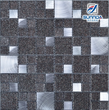Sunnda purple mosaic tile,stainless steel mix glass mosaic tile,unique dark stainless steel mosaic tile