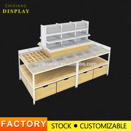 Hotsale miniso style mental makeup showcase for supermarket store