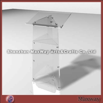Clear square stable lucite/acrylic lectern with pyramid-liked support