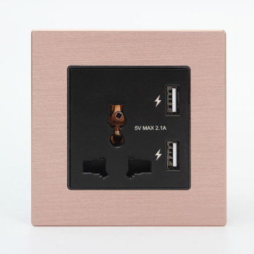 Prise universelle à 3 broches en verre trempé avec 2 ports de charge USB et bouton ON / OFF