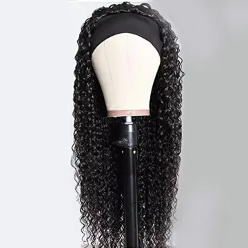Headband Wig Water Wave None Lace Front Wigs Human Hair Brazilian Virgin Hair Glueless Machine Made Wet and Wavy Headband Wigs