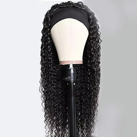 Headband Wig Water Wave None Lace Front Wigs Human Hair Brazilian Virgin Hair Glueless Machine Made Wet and Wavy Headband Wigs