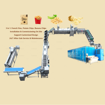 Yüksek kapasiteli dondurulmuş patates kızartması üretim hattı: 100kg/s - 500kg/s