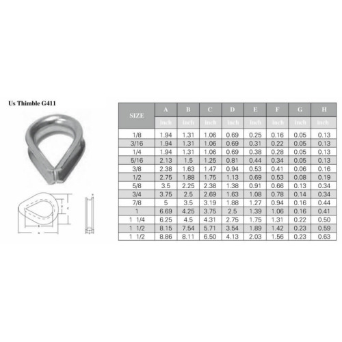 High precision stainless steel 316 wire rope thimble