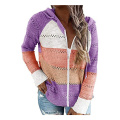 Womens Long Sleeve Knit Sweater Zip