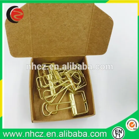 Gold Mini Hole Bulldog clip in paper box