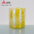 ATO leopard print handmade black glass candel jars