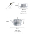 Fabric Texture Ceramic Coffee Cup and Saucer Set Porcelain Tea Cup Teapot Set With Pot and Holder