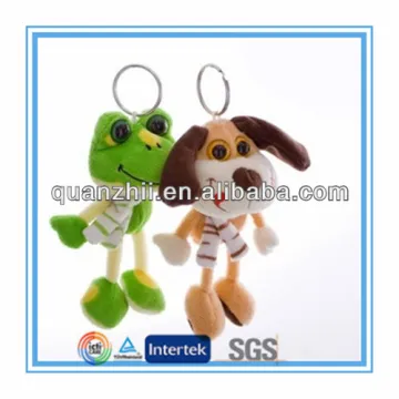 Stuffed frog and dog keychain