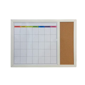Home Office Dual Function MDF Frame Cork and Magic Whiteboard Bulletin Board