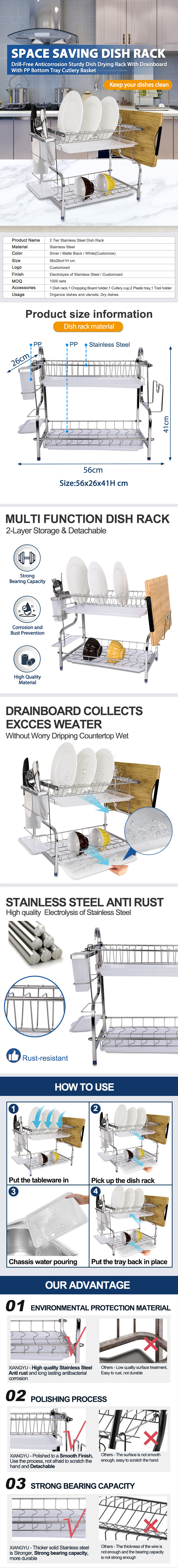 Stainless steel dish drying rack