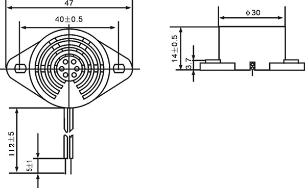 30x15mm Piezoelectric Buzzer 12V 3000Hz 15mA