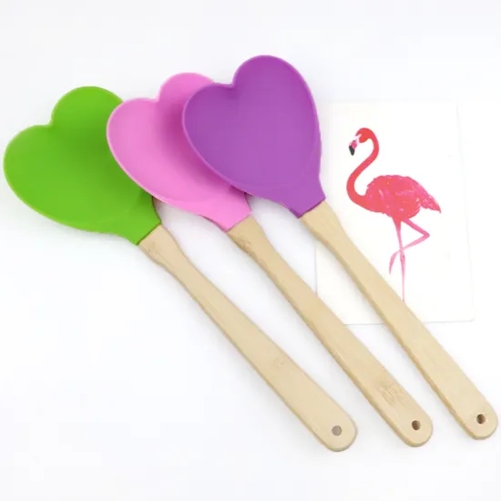 1197-piece Wooden Handle Silicone Baking Tools Set: Food Grade Silicone Spatulas and Scrapers with Heart Shape from China Supplier