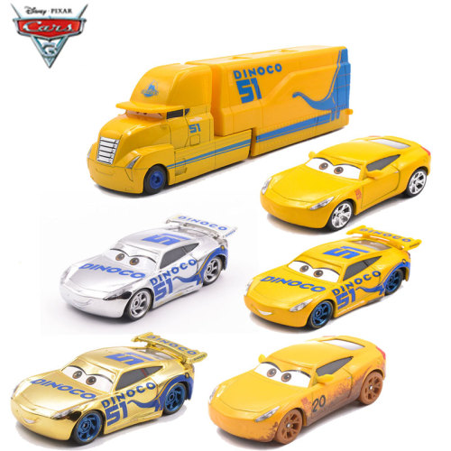 1:55 Metal Alloy Toys Vehicle Disney Pixar Cars 3 Dinoco Cruz Ramirez No.51 Car Model All Collection Children's Educational Toy