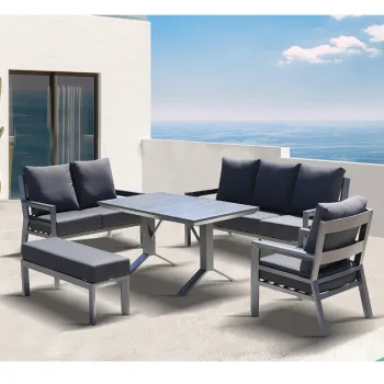 Modern Outdoor Aluminum Sofa Set with Waterproof Cushions - Garden Sectional Conversation Set