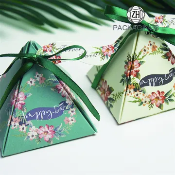 Pyramid triangle sugar box wedding gift box
