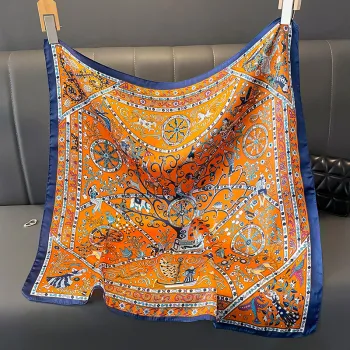 DOMOHO Women's Fashion Silk Square Shawl - 70% Sun Protection Kerchief Scarf