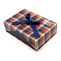 Two Doors Opening Plaid Box With Ribbon Closure