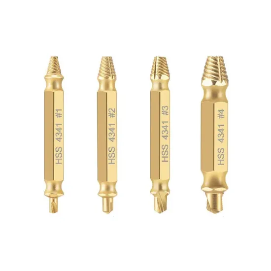 PEXCRAFT 4pcs Damaged Screw Extractor Set for Removing Broken Screws and Bolts