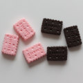 Groothandel Leuke Chunky Cookie Biscuit Vierkante Vorm Roze Bruin Kawaii Goedkope Losse Hars Kralen voor Decoraties