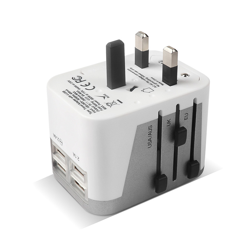 Adaptador de viaje universal portátil mundial 4 puertos USB