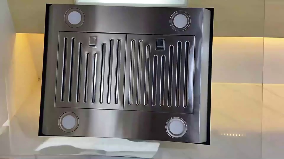Custom Stainless Steel Baffle Filters 3 Speed Fan 36 Inch  Kitchen Island Ductless Range Hood for Kitchen Cooker Hood