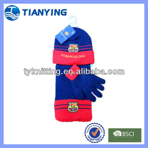 embroidery football fan scarf hat glove sets