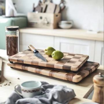Natural Wood Cutting Boards with Checkerboard Design