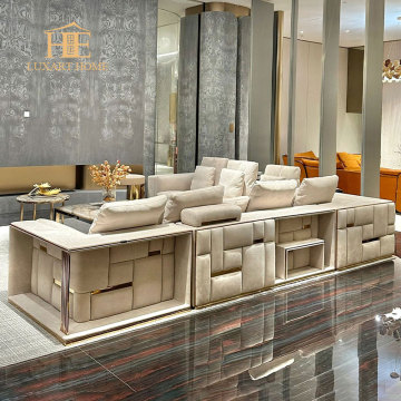 8-Seater L-Shaped Leather Sectional Sofa with LED Lights