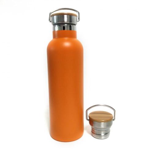 600ml Edelstahl-Wasserflasche mit Bambusdeckel