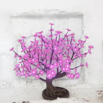 2025 New Artificial Pink Light Peach Blossom Bonsai Tree for Holidays