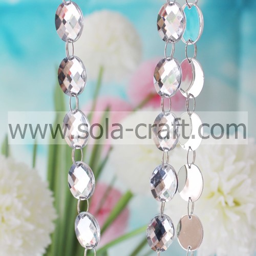 Acrylic Crystal Mirror Faceted Oval Round Bead Garland
