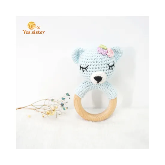 Non-toxic Handmade Wooden Baby Rattle Ring