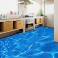 Custom Photo Floor Wallpaper Modern Art 3D Blue Water Ripples Bathroom Floor Mural PVC Self-adhesive Waterproof Floor Wallpaper