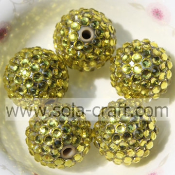 Cuentas de diamantes de imitación de resina de oro macizo de 20 * 22 MM para hacer pulseras gruesas