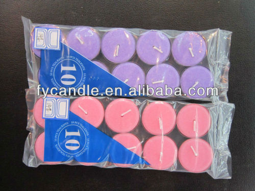 14g 10pcs per plastic bag packing Velas/ Bougies/ Chauffe Plats/ Tea Light Candles/ Candele/ Teelichte