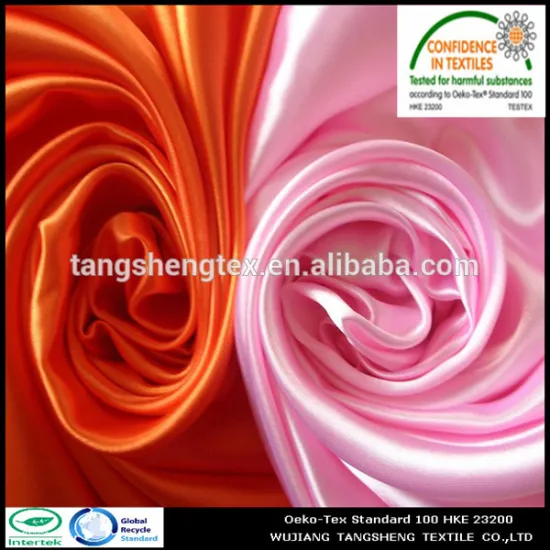 75D 100% RPET satin fabric for fashion fabric with light